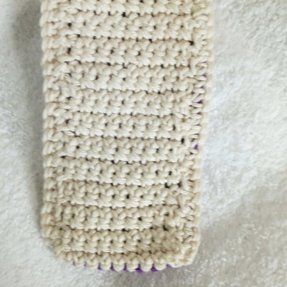 Hand Crafted Crochet Eye Glass Case Orange Hand Painted Resin Button Essential - Picture 5 of 5